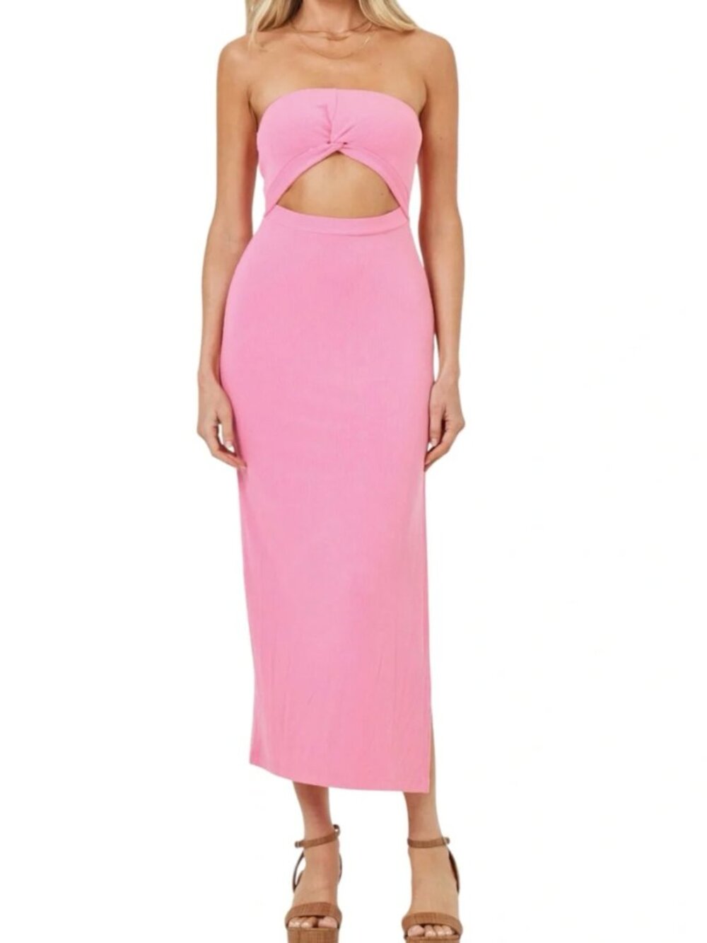 LSPACE Kierra Cutout Strapless Rib Cover-Up Dress M